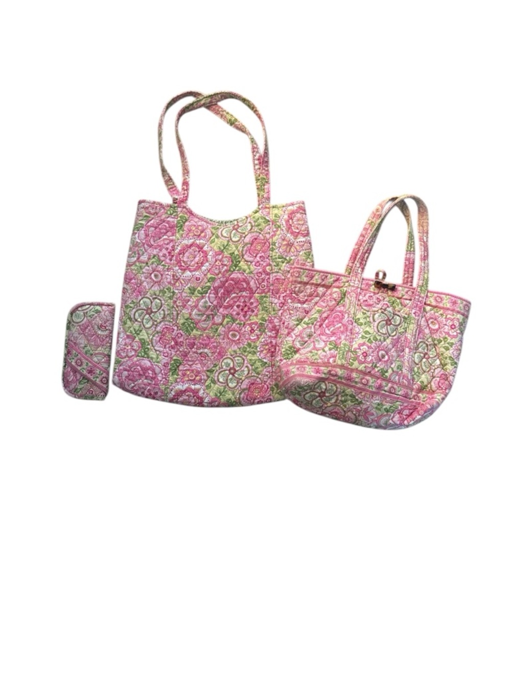 Pink Floral Quilted Tote and Satchel Set